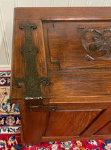 Load image into Gallery viewer, Antique French Neo Gothic Trunk Chest Blanket Box Storage Coffer Oak c. 1930-40s