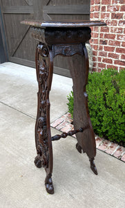 Antique French Pedestal Plant Stand Display Table Carved Oak 49.5" Tall 19th C