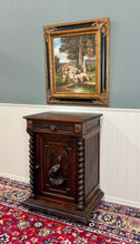 Load image into Gallery viewer, Antique French Jam Cabinet Cupboard Pedestal Barley Twist Drawer Oak Pheasant