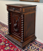 Load image into Gallery viewer, Antique French Jam Cabinet Cupboard Pedestal Barley Twist Drawer Oak Pheasant