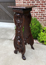 Load image into Gallery viewer, Antique French Pedestal Plant Stand Display Table Carved Oak 49.5&quot; Tall 19th C