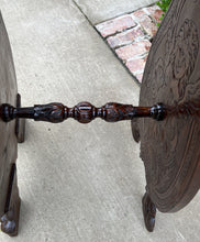 Load image into Gallery viewer, Antique French Pedestal Plant Stand Display Table Carved Oak 49.5&quot; Tall 19th C