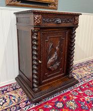 Load image into Gallery viewer, Antique French Jam Cabinet Cupboard Pedestal Barley Twist Drawer Oak Pheasant