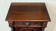 Load image into Gallery viewer, Antique French Jam Cabinet Cupboard Pedestal Barley Twist Drawer Oak Pheasant