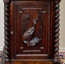 Load image into Gallery viewer, Antique French Jam Cabinet Cupboard Pedestal Barley Twist Drawer Oak Pheasant