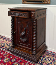Load image into Gallery viewer, Antique French Jam Cabinet Cupboard Pedestal Barley Twist Drawer Oak Pheasant