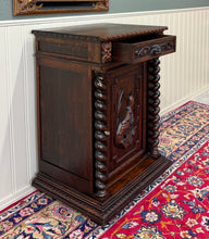 Load image into Gallery viewer, Antique French Jam Cabinet Cupboard Pedestal Barley Twist Drawer Oak Pheasant