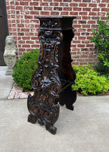 Load image into Gallery viewer, Antique French Pedestal Plant Stand Marble Top Carved Oak 48&quot; T Display Table