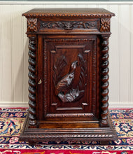 Load image into Gallery viewer, Antique French Jam Cabinet Cupboard Pedestal Barley Twist Drawer Oak Pheasant