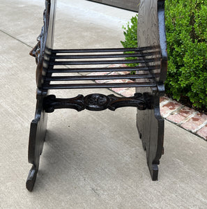 Antique French Pedestal Plant Stand Marble Top Carved Oak 48" T Display Table