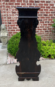 Antique French Pedestal Plant Stand Marble Top Carved Oak 48" T Display Table