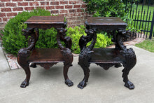 Load image into Gallery viewer, Antique French PAIR End Tables Side Tables Nightstands DRAGONS Oak GOTHIC 19th C