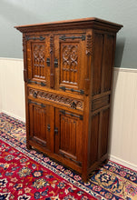 Load image into Gallery viewer, Antique French Gothic Linen Altar Wine Storage Cabinet Bookcase Bar Liquor Oak