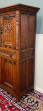 Load image into Gallery viewer, Antique French Gothic Linen Altar Wine Storage Cabinet Bookcase Bar Liquor Oak