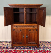 Load image into Gallery viewer, Antique French Gothic Linen Altar Wine Storage Cabinet Bookcase Bar Liquor Oak