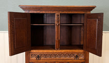Load image into Gallery viewer, Antique French Gothic Linen Altar Wine Storage Cabinet Bookcase Bar Liquor Oak