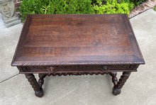 Load image into Gallery viewer, Antique French Desk Table Renaissance Revival 3&quot; Barley Twist Oak 2 Drawers