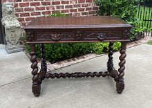 Load image into Gallery viewer, Antique French Desk Table Renaissance Revival 3&quot; Barley Twist Oak 2 Drawers