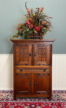 Load image into Gallery viewer, Antique French Gothic Linen Altar Wine Storage Cabinet Bookcase Bar Liquor Oak