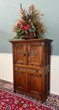 Load image into Gallery viewer, Antique French Gothic Linen Altar Wine Storage Cabinet Bookcase Bar Liquor Oak