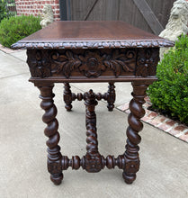 Load image into Gallery viewer, Antique French Desk Writing Table Renaissance Wide Drawer Oak Barley Twist