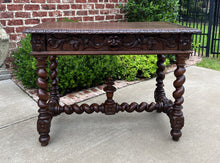 Load image into Gallery viewer, Antique French Desk Writing Table Renaissance Wide Drawer Oak Barley Twist