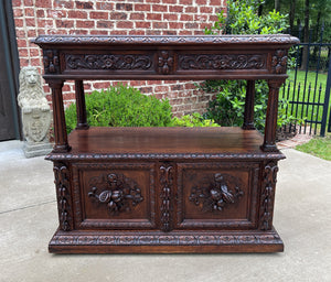 Antique French Server Sideboard Console Sofa Table Cabinet 2-Tier Drawers Oak