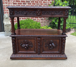 Antique French Server Sideboard Console Sofa Table Cabinet 2-Tier Drawers Oak