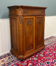 Load image into Gallery viewer, Antique French Double Door Cabinet Cupboard Carved Honey Oak Drawer early 20th