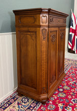 Load image into Gallery viewer, Antique French Double Door Cabinet Cupboard Carved Honey Oak Drawer early 20th
