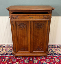 Load image into Gallery viewer, Antique French Double Door Cabinet Cupboard Carved Honey Oak Drawer early 20th