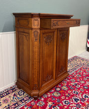 Load image into Gallery viewer, Antique French Double Door Cabinet Cupboard Carved Honey Oak Drawer early 20th