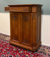 Load image into Gallery viewer, Antique French Double Door Cabinet Cupboard Carved Honey Oak Drawer early 20th