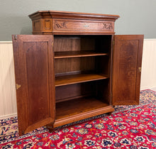 Load image into Gallery viewer, Antique French Double Door Cabinet Cupboard Carved Honey Oak Drawer early 20th