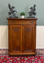 Load image into Gallery viewer, Antique French Double Door Cabinet Cupboard Carved Honey Oak Drawer early 20th