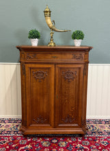 Load image into Gallery viewer, Antique French Double Door Cabinet Cupboard Carved Honey Oak Drawer early 20th