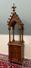 Load image into Gallery viewer, Antique French Gothic Revival Statuary Niche Cabinet Pedestal Altar Oak Late 19C