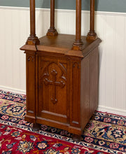 Load image into Gallery viewer, Antique French Gothic Revival Statuary Niche Cabinet Pedestal Altar Oak Late 19C