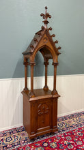 Load image into Gallery viewer, Antique French Gothic Revival Statuary Niche Cabinet Pedestal Altar Oak Late 19C