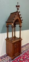 Load image into Gallery viewer, Antique French Gothic Revival Statuary Niche Cabinet Pedestal Altar Oak Late 19C