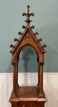Load image into Gallery viewer, Antique French Gothic Revival Statuary Niche Cabinet Pedestal Altar Oak Late 19C