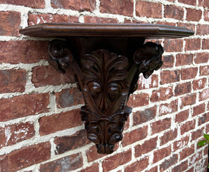 Antique French Corner Corbel Wall Shelf Hanging Wall Decor Carved Oak 19th C