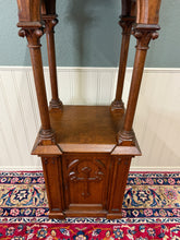 Load image into Gallery viewer, Antique French Gothic Revival Statuary Niche Cabinet Pedestal Altar Oak Late 19C