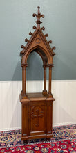 Load image into Gallery viewer, Antique French Gothic Revival Statuary Niche Cabinet Pedestal Altar Oak Late 19C