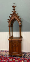 Load image into Gallery viewer, Antique French Gothic Revival Statuary Niche Cabinet Pedestal Altar Oak Late 19C