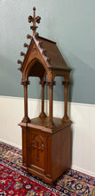 Load image into Gallery viewer, Antique French Gothic Revival Statuary Niche Cabinet Pedestal Altar Oak Late 19C