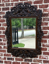 Load image into Gallery viewer, Antique French Mirror Framed Hanging Wall Mirror Cherubs Beveled Rectangular Oak