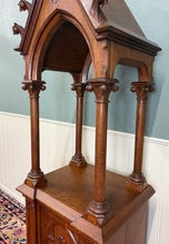 Load image into Gallery viewer, Antique French Gothic Revival Statuary Niche Cabinet Pedestal Altar Oak Late 19C