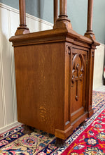 Load image into Gallery viewer, Antique French Gothic Revival Statuary Niche Cabinet Pedestal Altar Oak Late 19C
