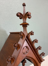 Load image into Gallery viewer, Antique French Gothic Revival Statuary Niche Cabinet Pedestal Altar Oak Late 19C